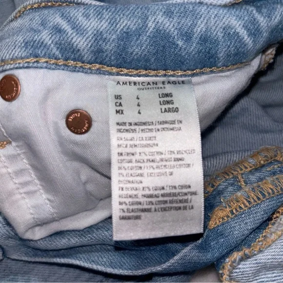 American Eagle Outfitters Mid-Light Wash Stovepipe Jeans Women’s Size 4 Long - Picture 6 of 7